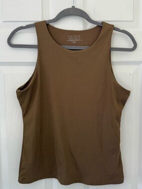 Tahari Sleeveless Brown Ribbed Tank